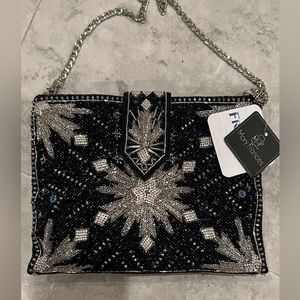 Mary Frances DISNEY FROZEN Navy Black Blue North Calls Beaded bBag Handbag NEW